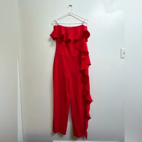 Zara Ruffled Off-The-Shoulder Jumpsuit S - Picture 4 of 14